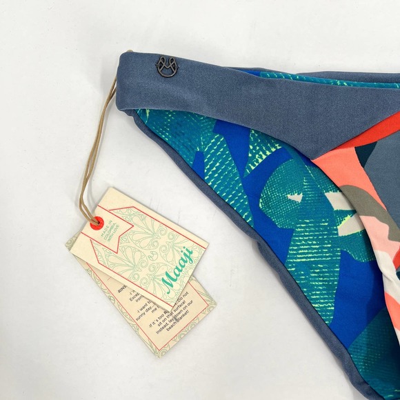 MAAJI Swimsuit Womens Medium Blue Orange Crystal Cavern Bikini Bottom Reversible - Picture 8 of 10